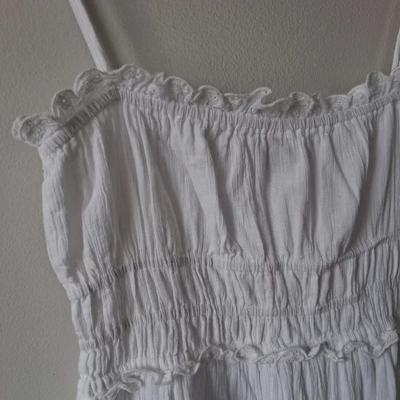 Zara White Maxi Tiered Dress Cotton - Picture 2 of 5